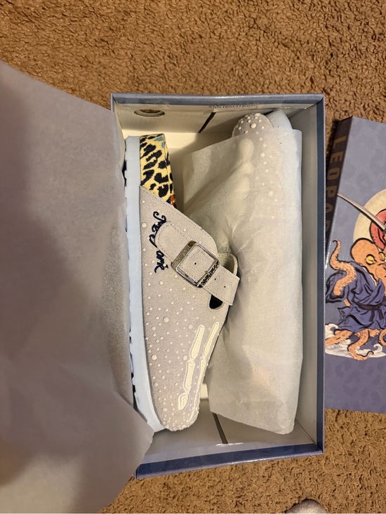 Leopard-Accent Blue Slip-On Clog with Buckle main image 6
